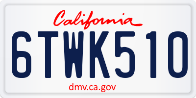 CA license plate 6TWK510