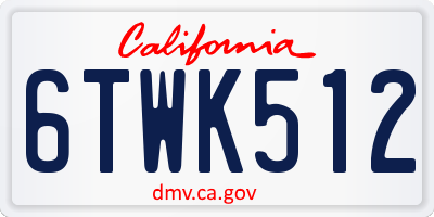 CA license plate 6TWK512