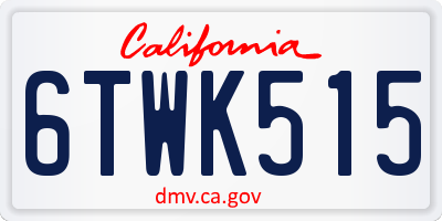 CA license plate 6TWK515