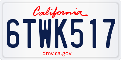 CA license plate 6TWK517