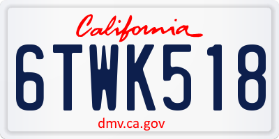 CA license plate 6TWK518