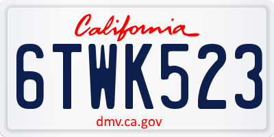 CA license plate 6TWK523