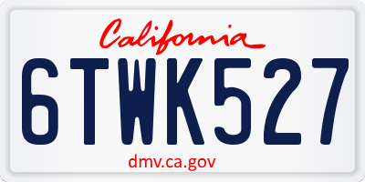 CA license plate 6TWK527