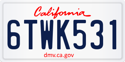 CA license plate 6TWK531