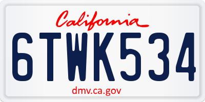 CA license plate 6TWK534