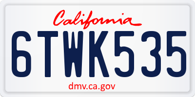 CA license plate 6TWK535