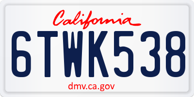 CA license plate 6TWK538
