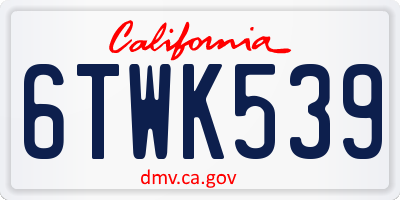 CA license plate 6TWK539