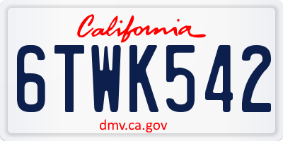 CA license plate 6TWK542
