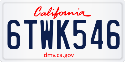 CA license plate 6TWK546