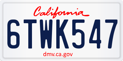 CA license plate 6TWK547