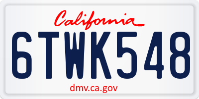 CA license plate 6TWK548