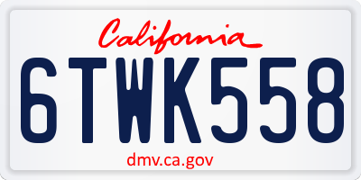 CA license plate 6TWK558