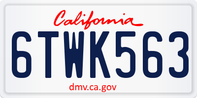 CA license plate 6TWK563