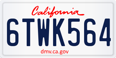 CA license plate 6TWK564