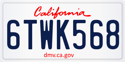 CA license plate 6TWK568