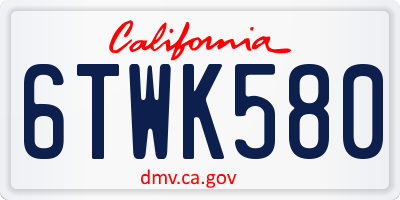 CA license plate 6TWK580