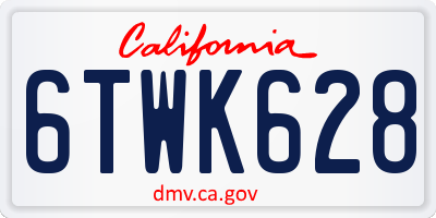 CA license plate 6TWK628