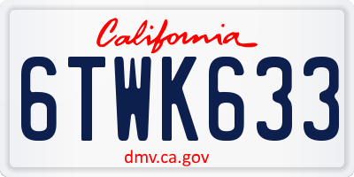 CA license plate 6TWK633