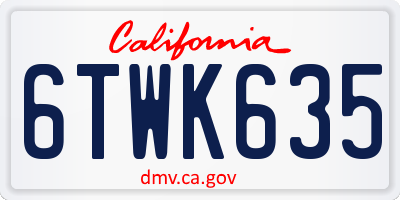 CA license plate 6TWK635