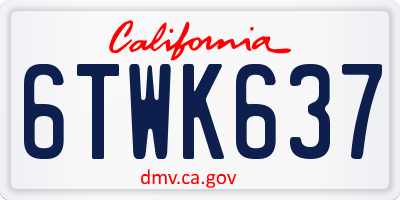 CA license plate 6TWK637