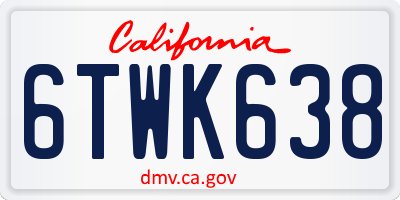 CA license plate 6TWK638