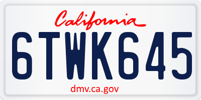 CA license plate 6TWK645