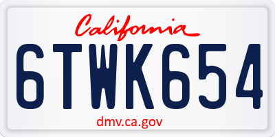 CA license plate 6TWK654