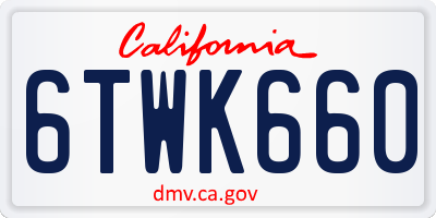CA license plate 6TWK660