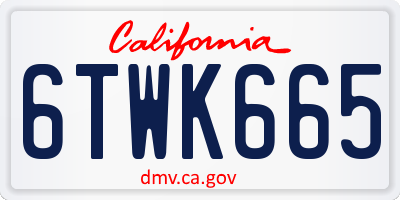 CA license plate 6TWK665