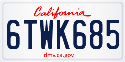 CA license plate 6TWK685