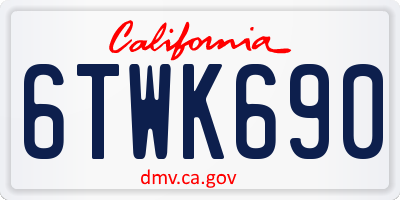 CA license plate 6TWK690