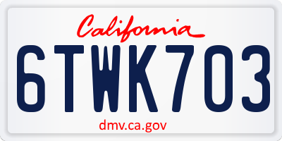 CA license plate 6TWK703