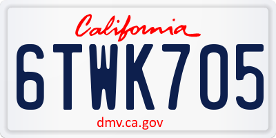 CA license plate 6TWK705