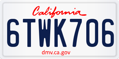 CA license plate 6TWK706