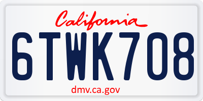 CA license plate 6TWK708