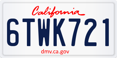 CA license plate 6TWK721