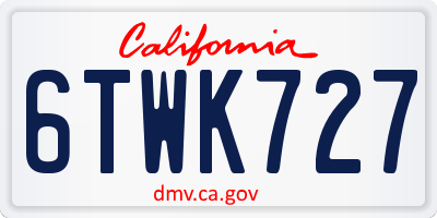 CA license plate 6TWK727