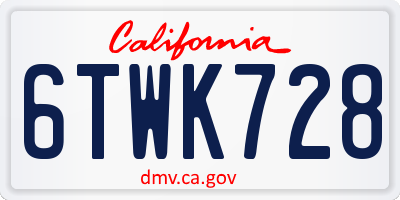 CA license plate 6TWK728