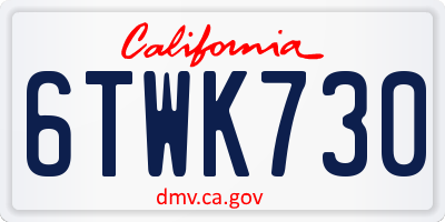 CA license plate 6TWK730