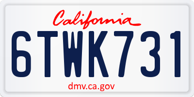 CA license plate 6TWK731