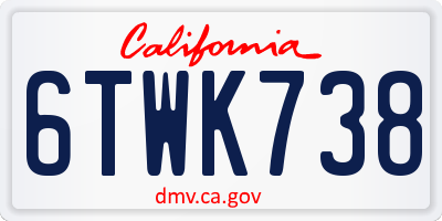 CA license plate 6TWK738