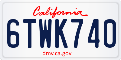 CA license plate 6TWK740