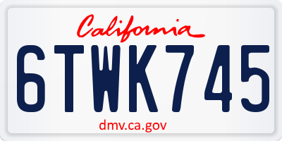 CA license plate 6TWK745