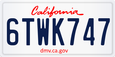 CA license plate 6TWK747