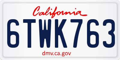 CA license plate 6TWK763