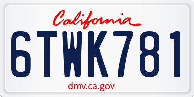 CA license plate 6TWK781