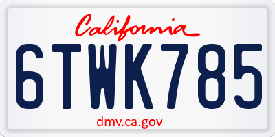CA license plate 6TWK785