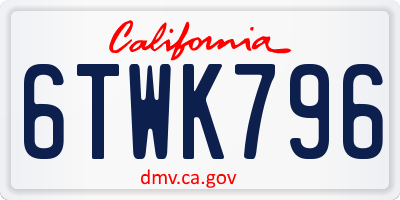 CA license plate 6TWK796