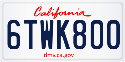 CA license plate 6TWK800